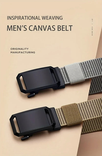Jack Automatic Buckle Canvas Belt – Tactical Outdoor Workwear Belt for Men