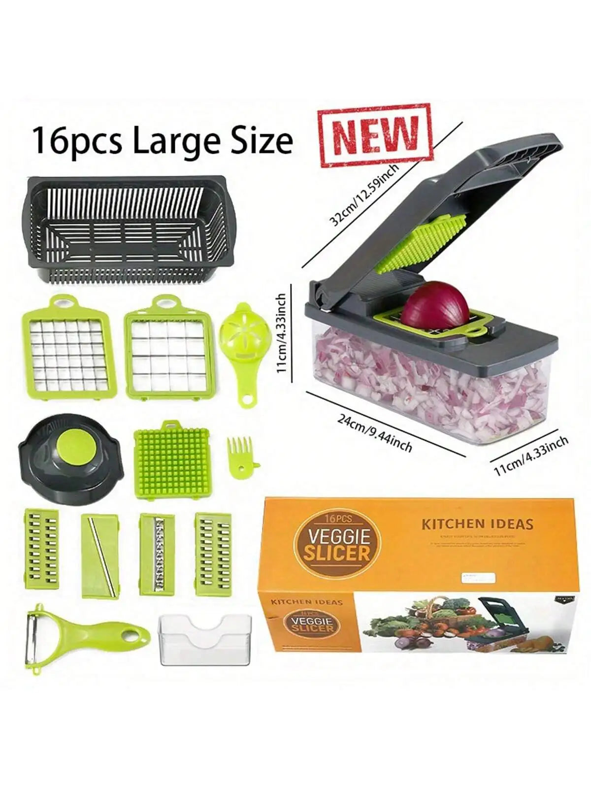 14-in-1 Multifunction Vegetable Chopper – Food Slicer & Dicer Set with Container