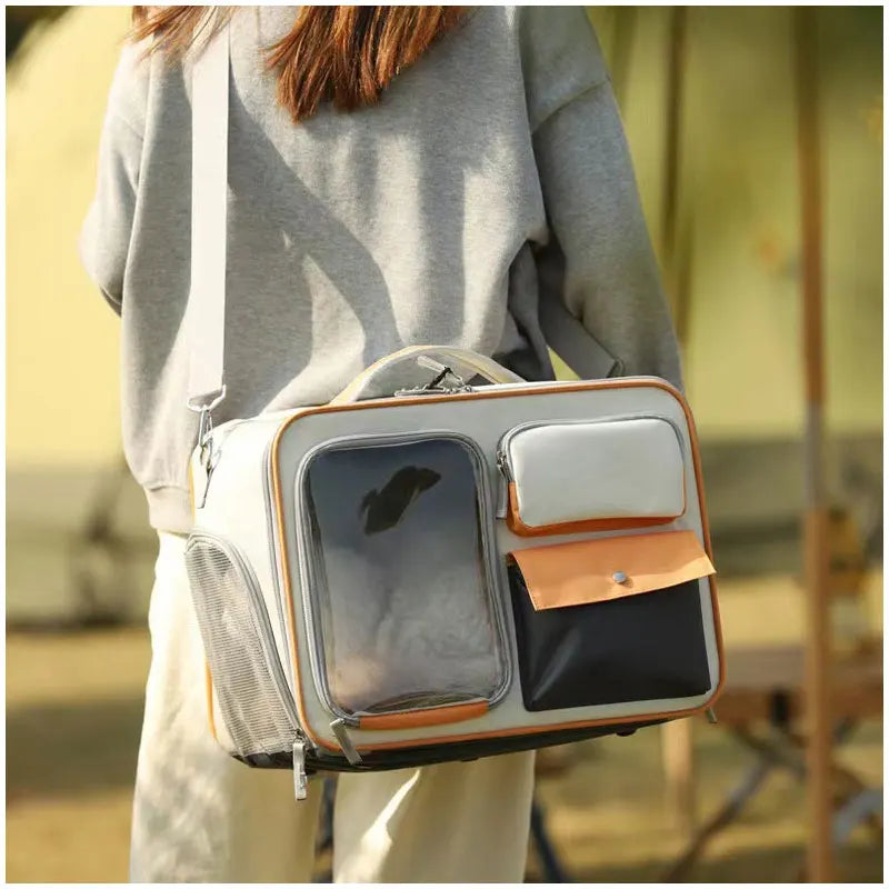Portable Pet Trolley Travel Case with Capsule Window