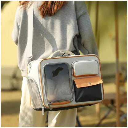 Portable Pet Trolley Travel Case with Capsule Window