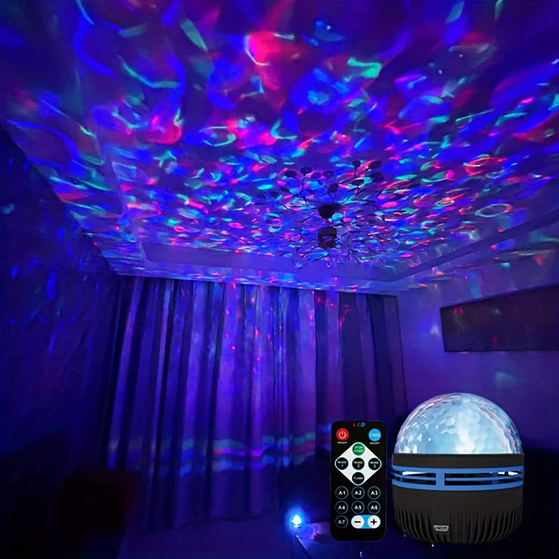 *LED Starry Galaxy Ocean Wave Projector - RGB Smart Remote Control Lamp for Home Decor