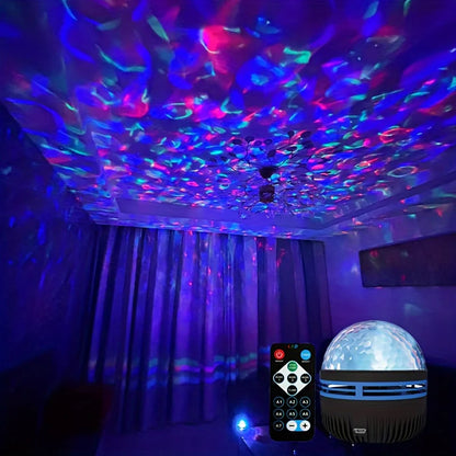 *LED Starry Galaxy Ocean Wave Projector - RGB Smart Remote Control Lamp for Home Decor