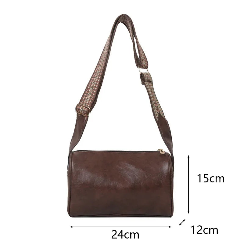 Vintage PU Leather Boston Women Small Handbag and Purse Fashion Designer Crossbody Bag Female Casual Travel Pillow Shoulder Bag