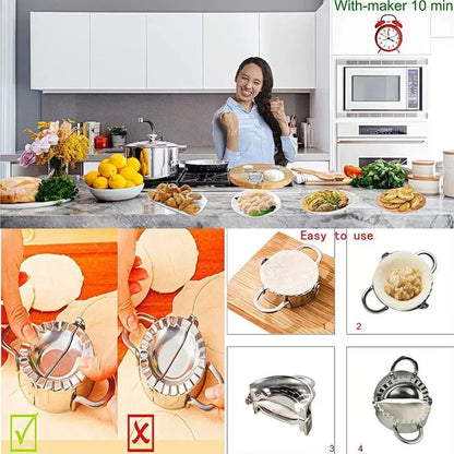 Stainless Steel Dumpling Maker – Ravioli & Pastry Press Mold for Dumplings, Pies & Wrappers