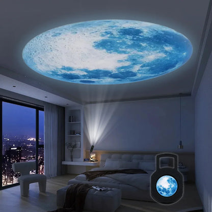 Rechargeable Moon and Star Projector Light - Rotating LED Night Lamp