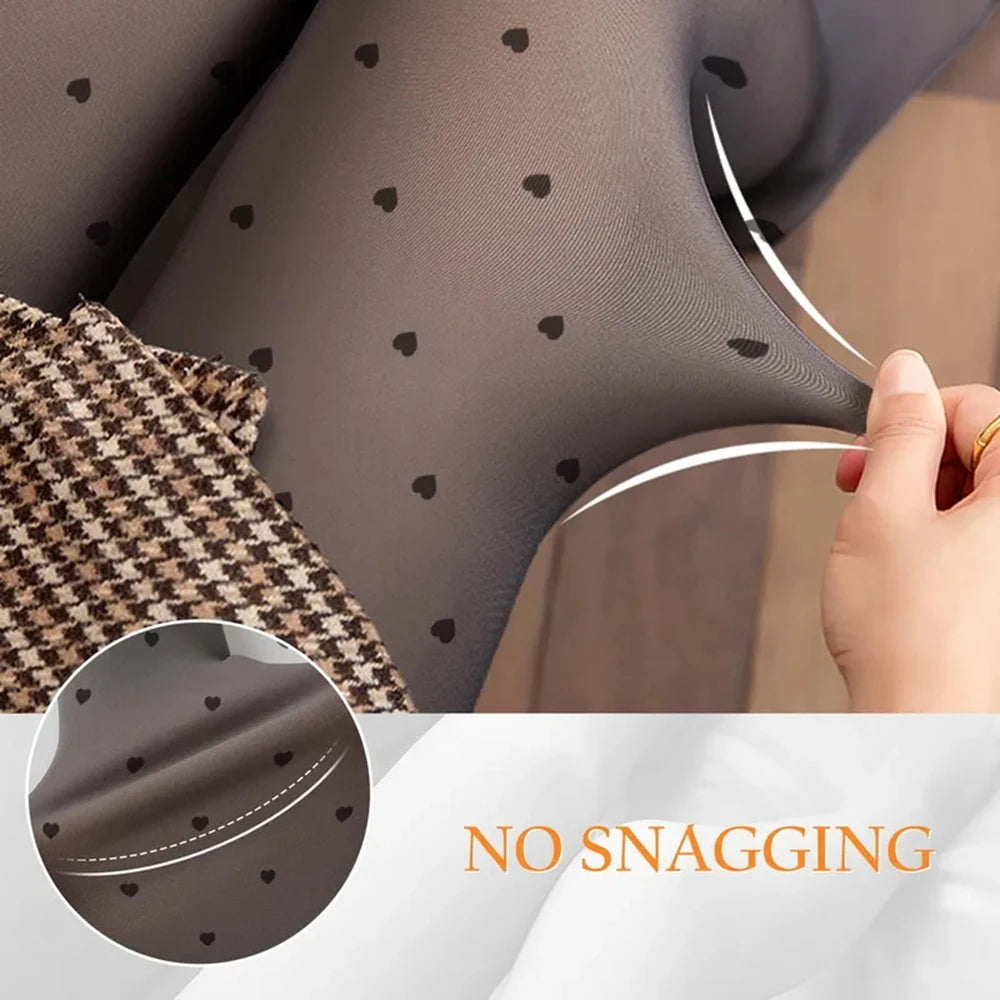 1 Pair Women's Sexy Autumn Winter Pantyhose Fashion Plush Insulation High Elasticity Pantyhose Sexy Heart-shaped Nylon Leggings