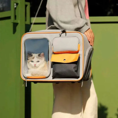 Portable Pet Trolley Travel Case with Capsule Window