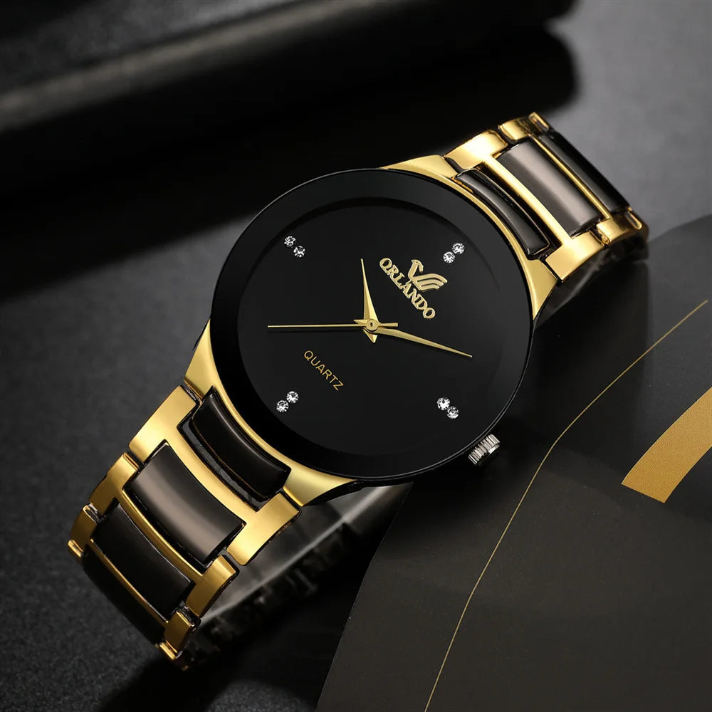 Black Dial Steel Quartz Men’s Business Watch – Luxury Stainless Steel Classic Wristwatch