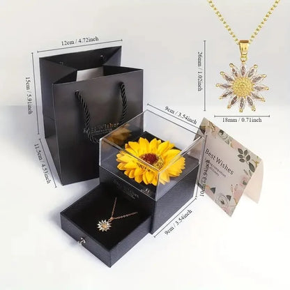 SunBloom™ Sunflower Necklace Gift Set — “I Love You” Romantic Jewelry with Gift Box