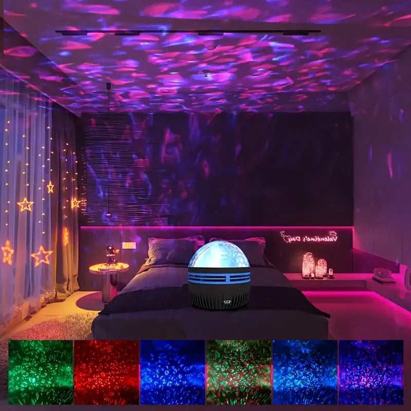 *LED Starry Galaxy Ocean Wave Projector - RGB Smart Remote Control Lamp for Home Decor