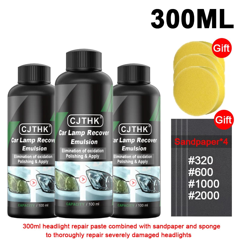 Car Headlight Restoration Kit – Headlamp Scratch Remover & Oxidation Cleaning Polish