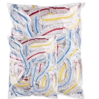 100 Pcs Elastic Food Covers, Disposable Plastic Bowl Lids for Fruit & Vegetable Storage, Freshness Seal Wraps