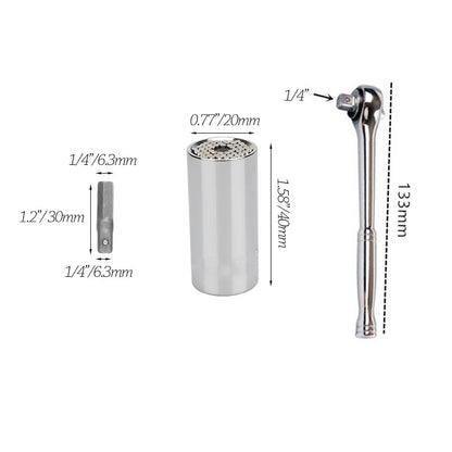 🔧 Universal Ratchet Wrench with Adjustable Socket Head (7–19mm / 11–32mm)