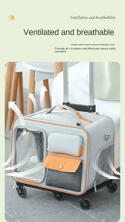 Portable Pet Trolley Travel Case with Capsule Window