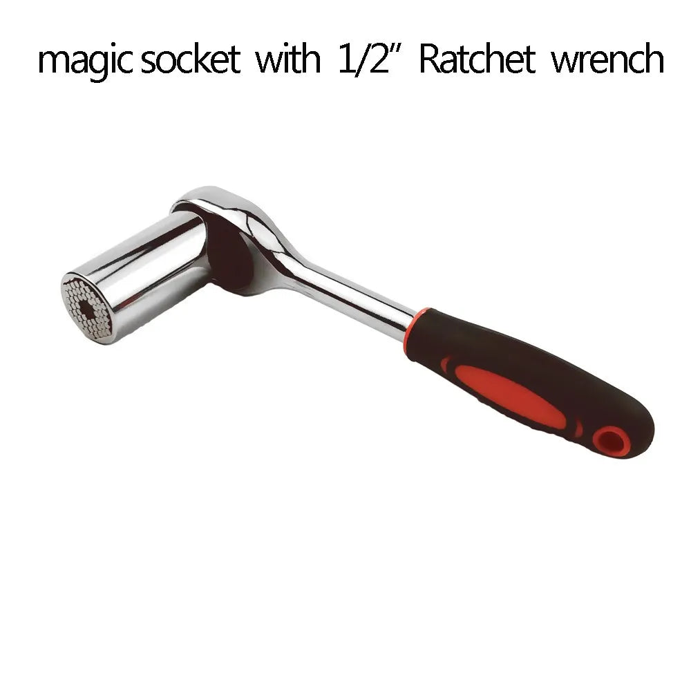 🔧 Universal Ratchet Wrench with Adjustable Socket Head (7–19mm / 11–32mm)