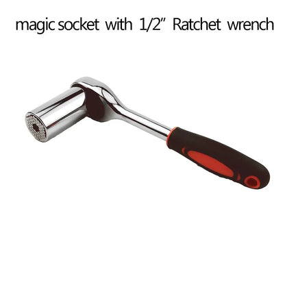 🔧 Universal Ratchet Wrench with Adjustable Socket Head (7–19mm / 11–32mm)