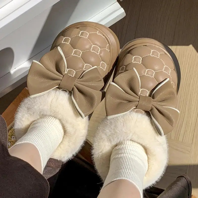 BowWarm™ Platform Ankle Snow Slippers for Women