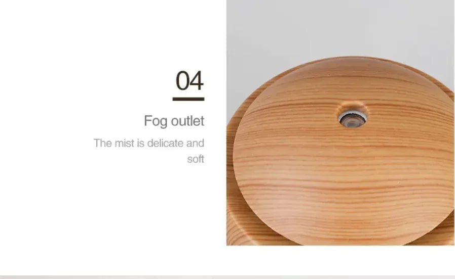 AromaMist™ USB Ultrasonic Cool Mist Essential Oil Humidifier — Mini Wood Grain Aroma Diffuser