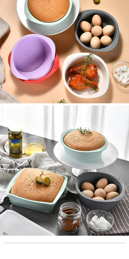 1/4Pcs Silicone Square Cake Plate Non-Stick Brownie Pot with Anti-Slip Handle Oven and Air Fryer Safe Perfect for Baking Cakes