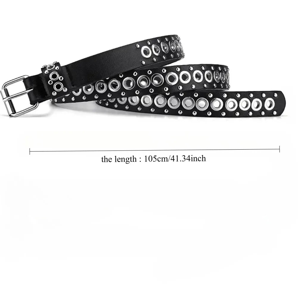 RebelEdge Rivet Belt – Punk & Street Style Thin Waist Belt with Needle Buckle