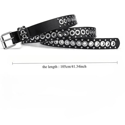 RebelEdge Rivet Belt – Punk & Street Style Thin Waist Belt with Needle Buckle