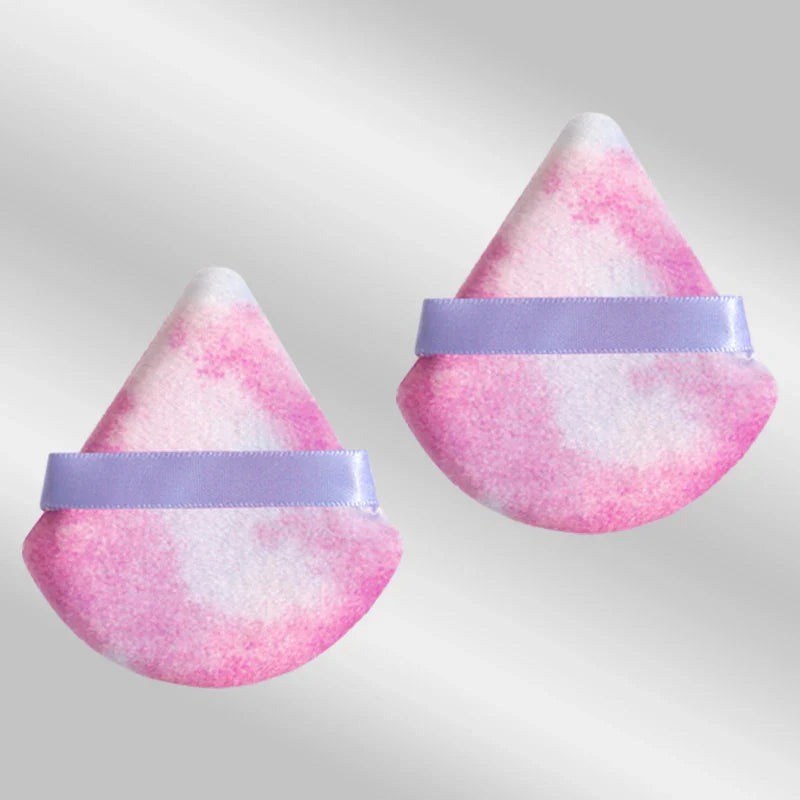 2 velvet triangle puffs for foundation and blending