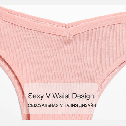 5Pcs/Set Women Cotton Brazilian Panties V Waist Female Underwear Comfortable Underwear Low Rise T-Back Bikini Girls Lingerie New