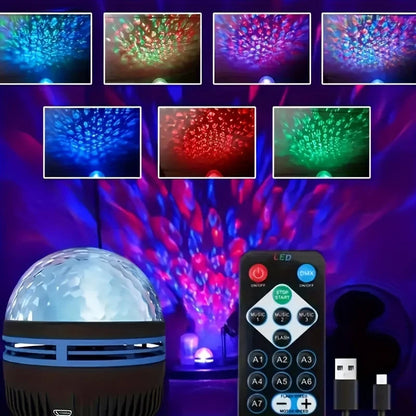 *LED Starry Galaxy Ocean Wave Projector - RGB Smart Remote Control Lamp for Home Decor