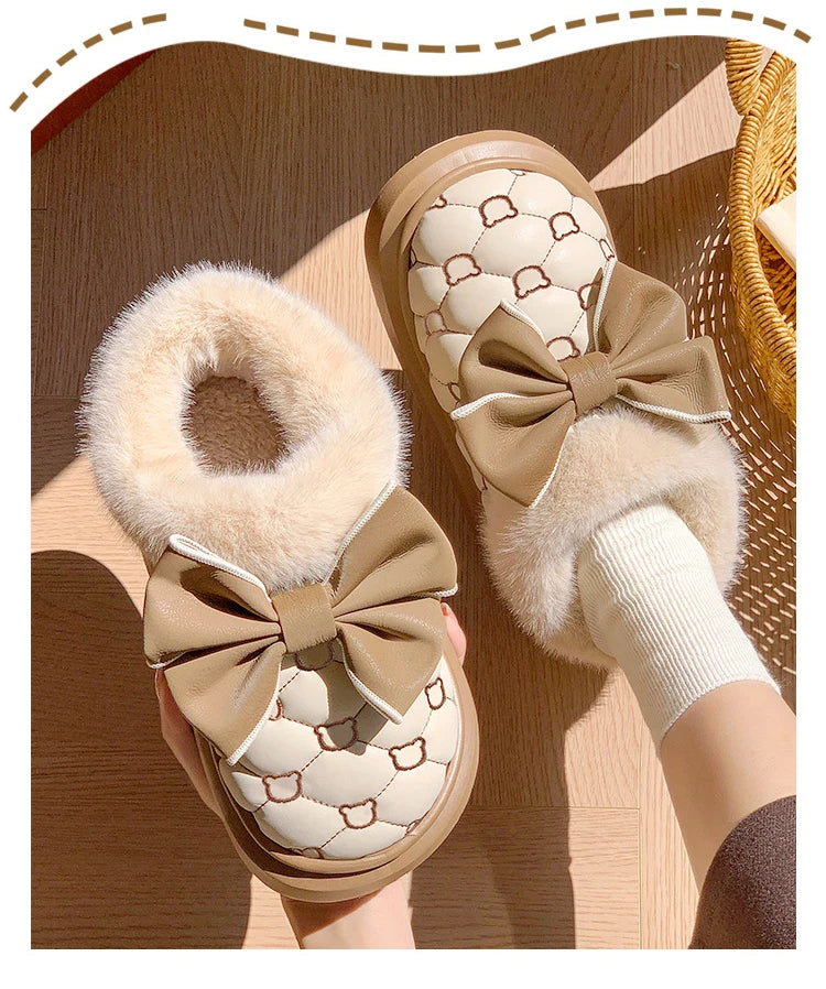 BowWarm™ Platform Ankle Snow Slippers for Women