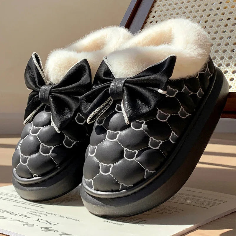 BowWarm™ Platform Ankle Snow Slippers for Women