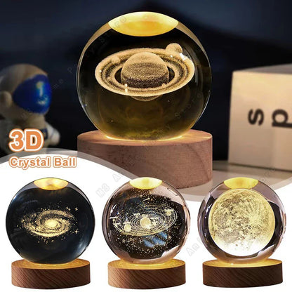 CosmoGlow™ 3D Crystal Ball Night Light — LED Galaxy Lamp for Kids & Bedroom Décor