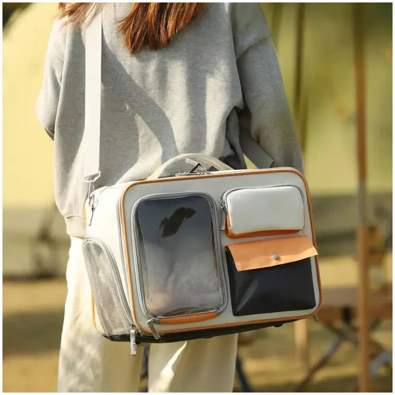 Portable Pet Trolley Travel Case with Capsule Window