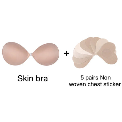 Invisible Silicone Push-Up Bra — Strapless Adhesive Backless Support