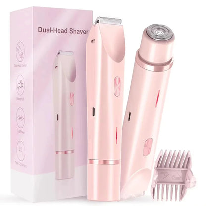 Double Head Hair Remover  - Waterproof Rechargeable Mini Electric Shaver & Bikini Trimmer for Women