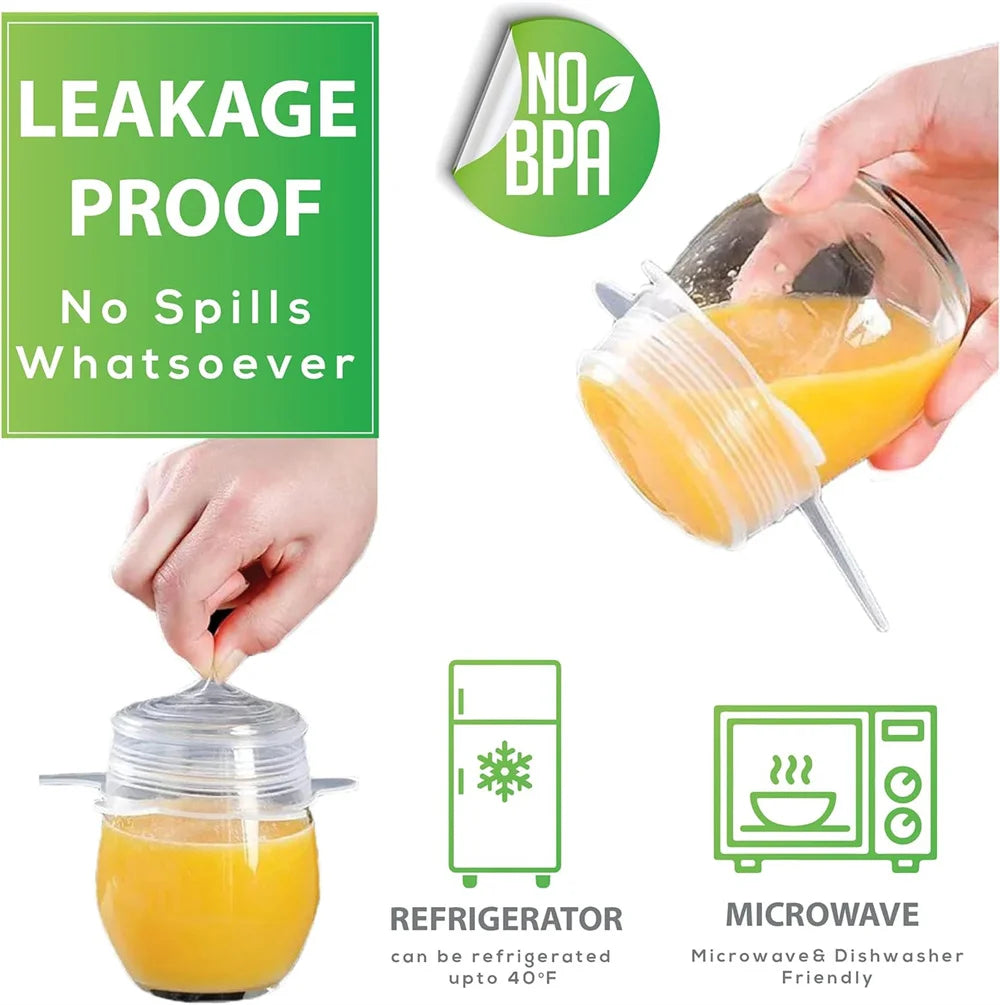 Reusable Silicone Food Covers – 6-Piece Stretch Lids Set for Fresh Food Storage