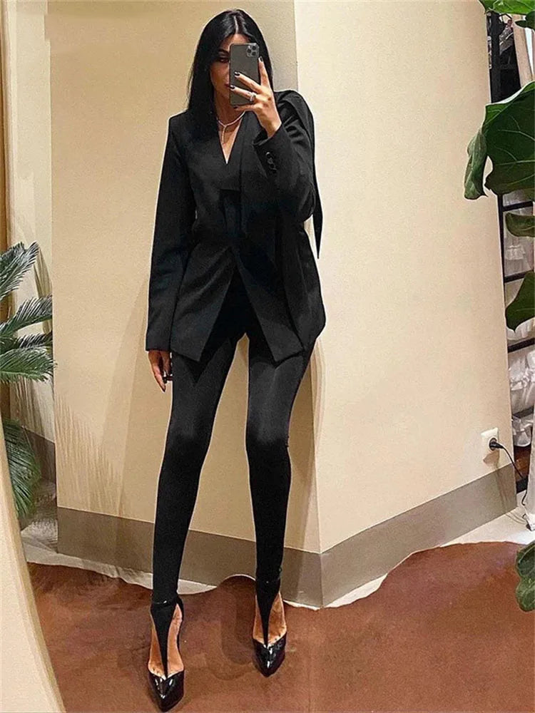 Y2K High-Waist Glitter Skinny Pants