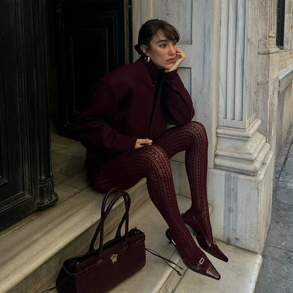 Kave 1 Pair Lolita Vintage Tights Women Fashion Hollow Out Pantyhose Sculpted Mesh Women Stockings For Dress 2025 Spring Legging