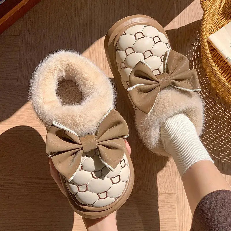 BowWarm™ Platform Ankle Snow Slippers for Women