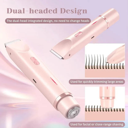 Double Head Hair Remover  - Waterproof Rechargeable Mini Electric Shaver & Bikini Trimmer for Women