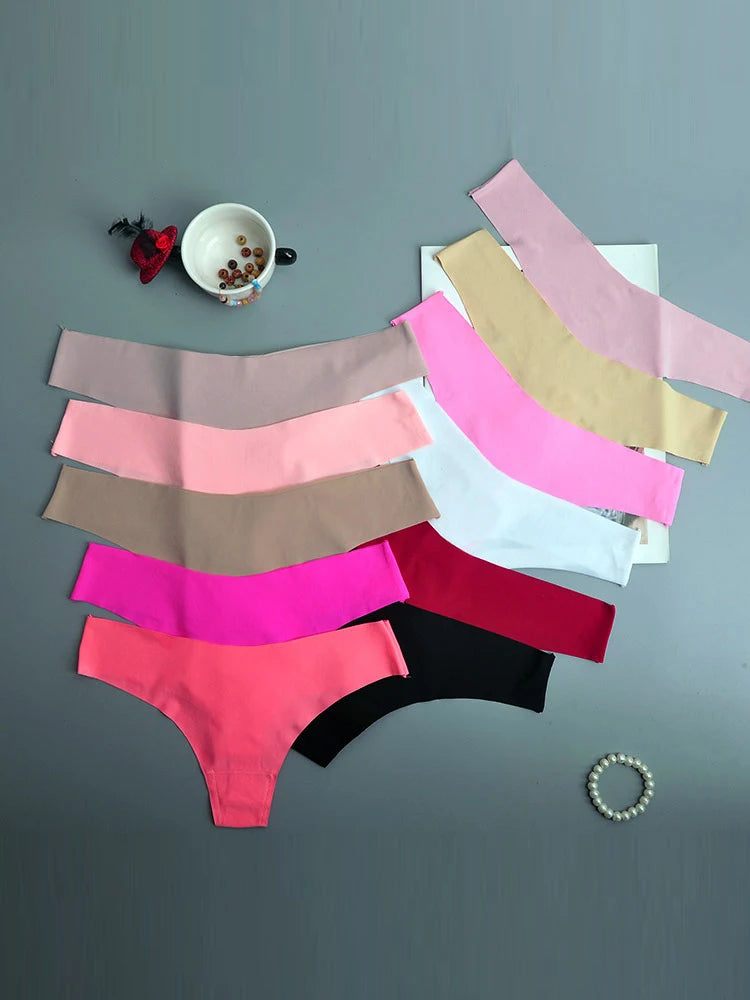 3PCS  Panties Women Ice Silk Underwear Low Waist V-Waist Briefs Cotton Crotch Breathable Quick-Drying Sports Underwear