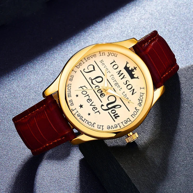 CrownLove Business Quartz Watch – Minimalist Leather Strap Classic Dial