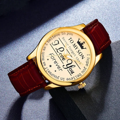 CrownLove Business Quartz Watch – Minimalist Leather Strap Classic Dial