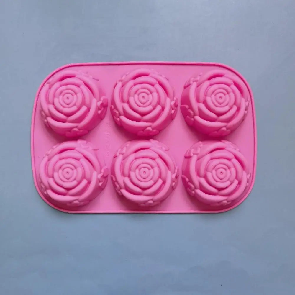 6-Cavity Rose Flower Silicone Mold – Heart Shape DIY Soap, Candle, Cake & Chocolate Mold