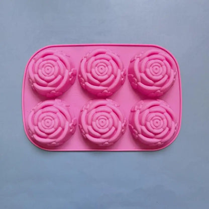 6-Cavity Rose Flower Silicone Mold – Heart Shape DIY Soap, Candle, Cake & Chocolate Mold