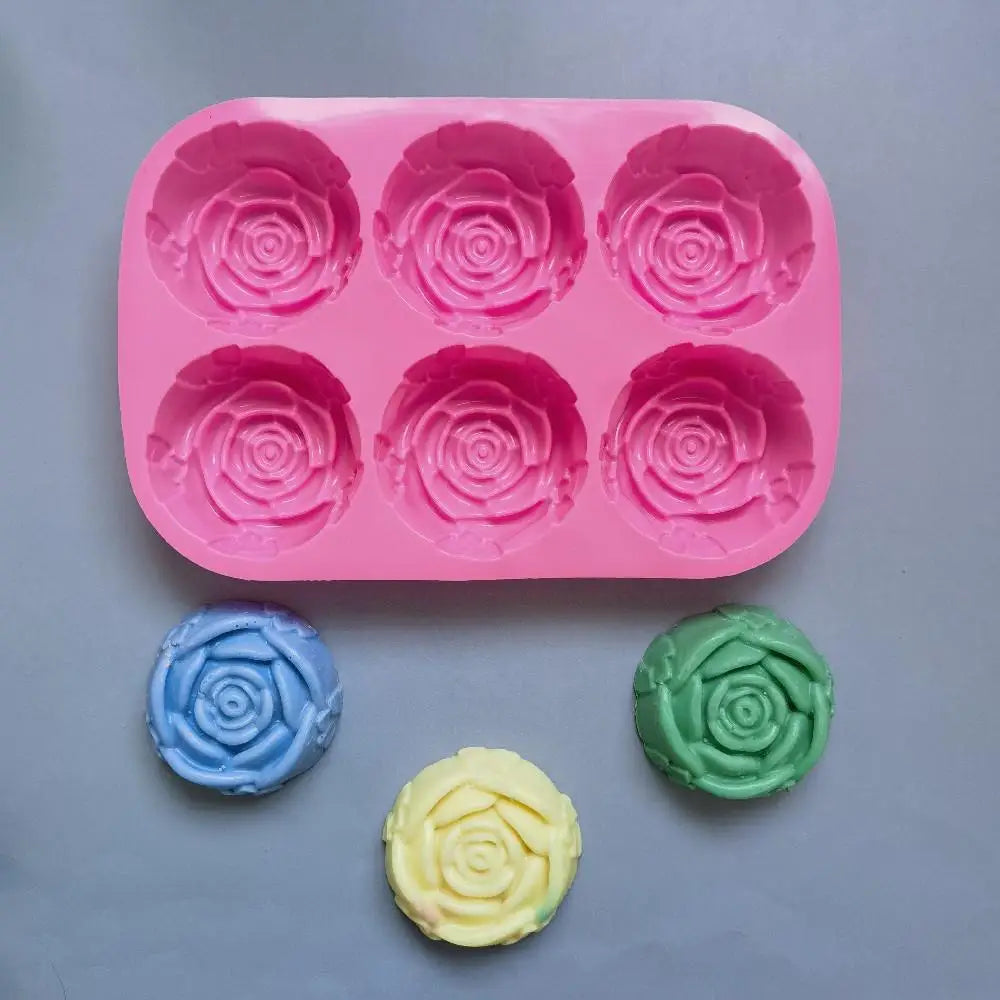 6-Cavity Rose Flower Silicone Mold – Heart Shape DIY Soap, Candle, Cake & Chocolate Mold