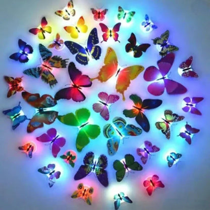 ButterGlow™ 3D LED Butterfly Night Light Stickers (10PCS) — Glow Wall & Garden Decoration