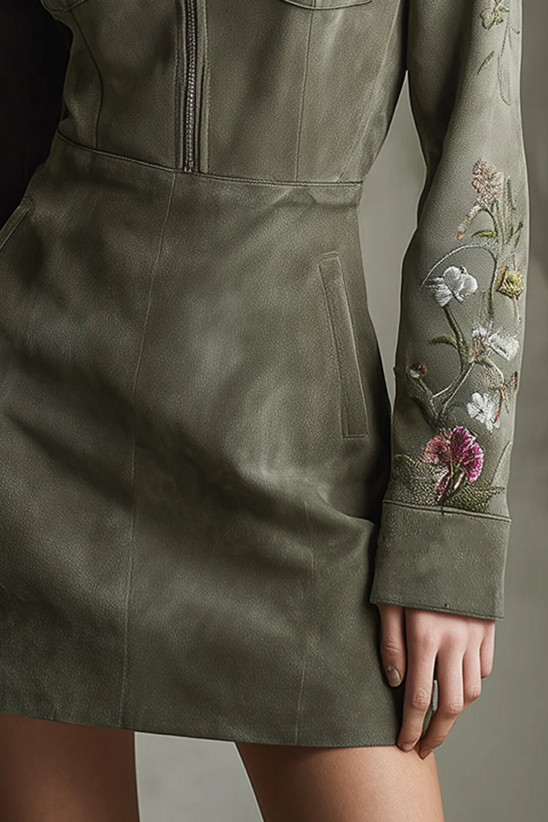 Aslaug Vintage Button-Stitched Pleated Velvet Midi Dress