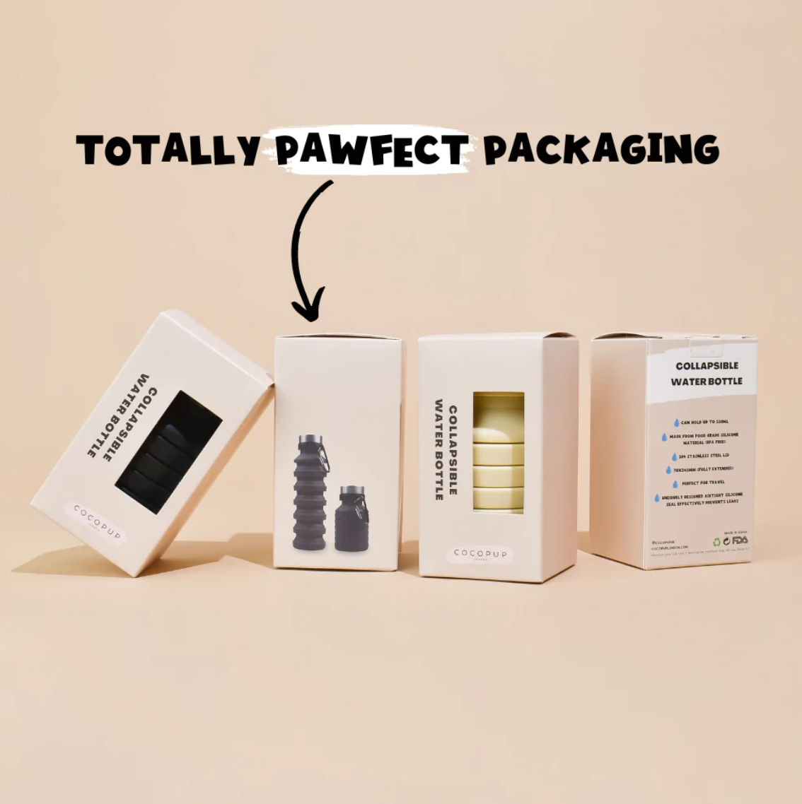 Collapsible Water Bottle – Leak-Proof Travel Bottle for You & Your Dog (Black)